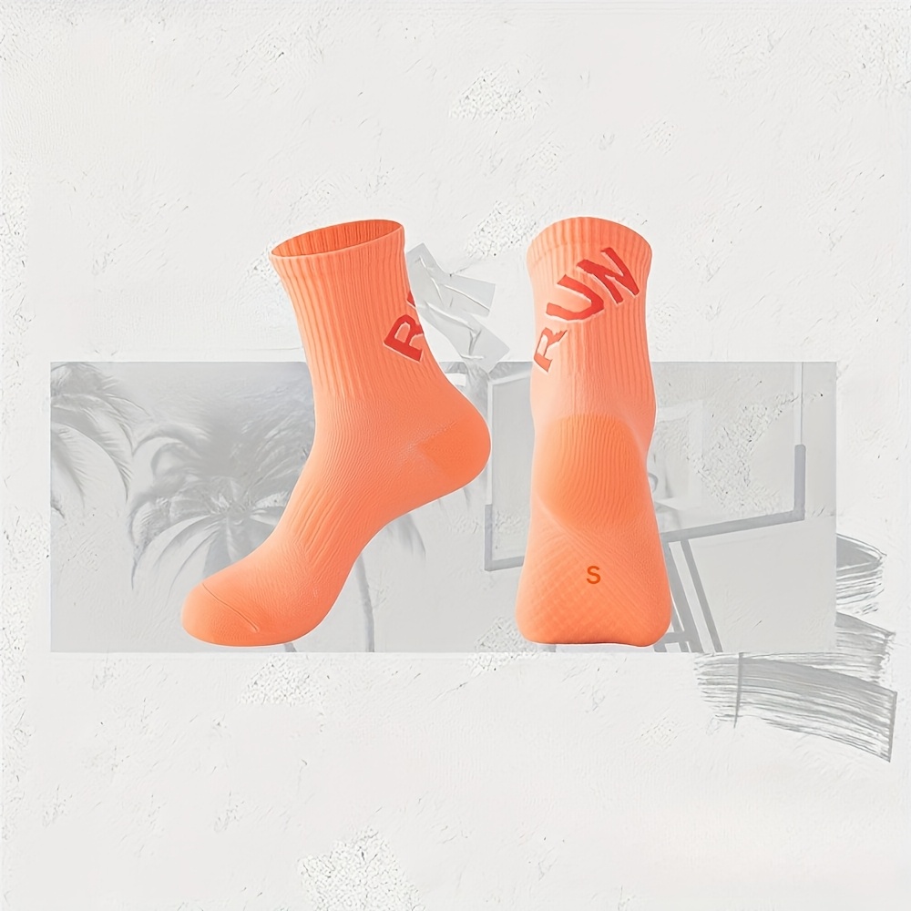 Image of 1 Pair Of Women's Sports Socks For Running, Cycling, Outdoor Activities, Casual Wear, Mid-calf Length, Polyester Blend, Quick-drying, High Elasticity, Marathon Socks