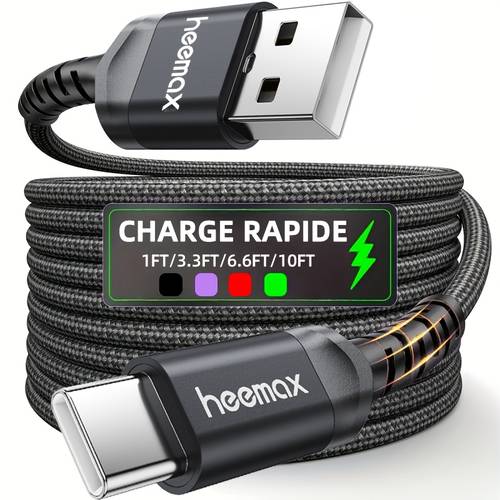 câble de charge rapide usb-c, type-c en nylon haut de gamme, compatible avec les appareils à port usb-c