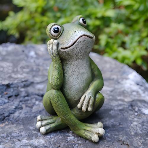 Cute Outdoor Statue | Melancholy Frog Resin Sculpture, Ideal for Garden, Lawn, And Terrace Decor, Freestanding Installation, Suitable for Spring And Thanksgiving, Weather-Resistant