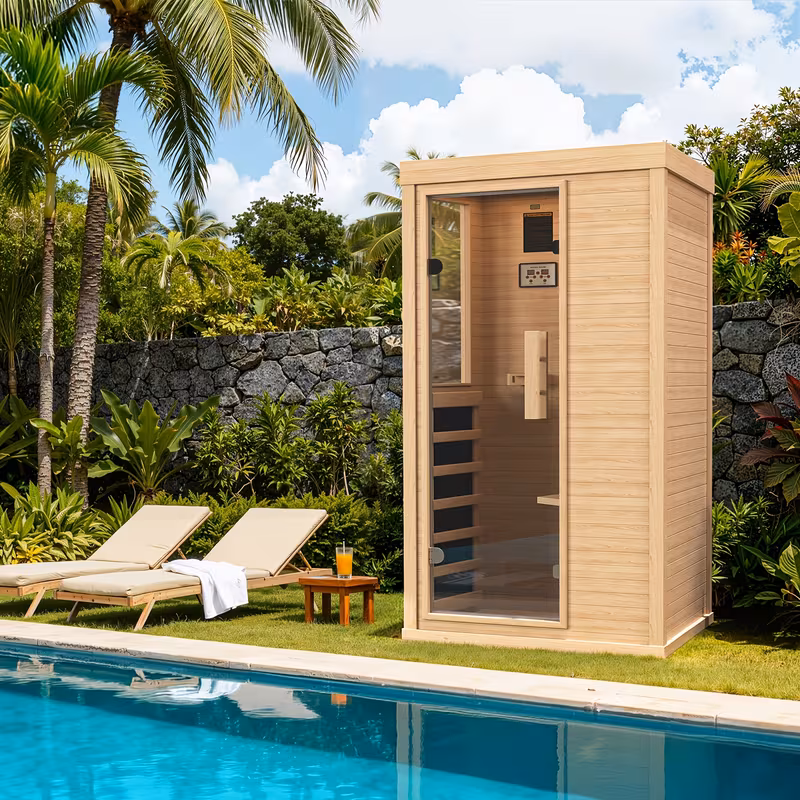 1 2 person indoor 2 7x2 3 with a half dry sauna with control panel low emf sauna for muscle recovery patio backyard Product details 0