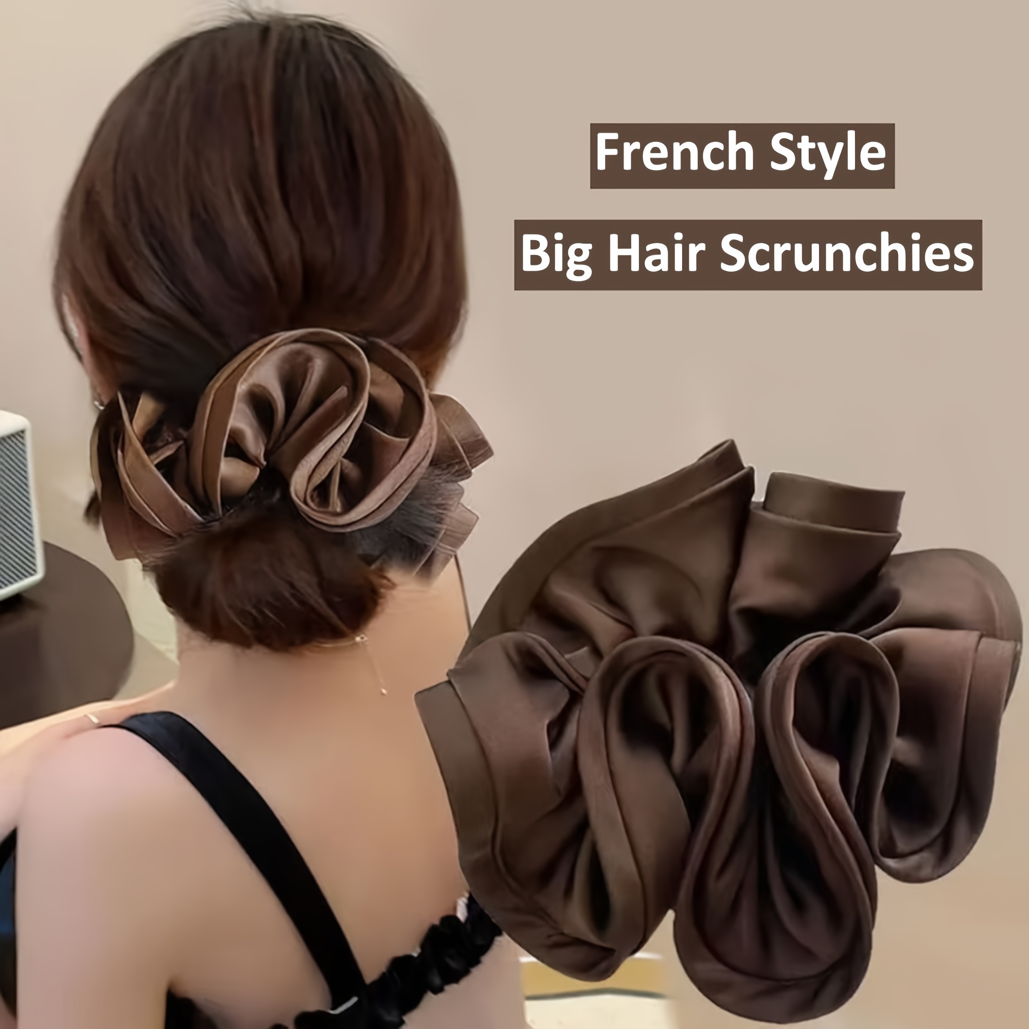 2pcs french style y scrunchies oversized large hair - Temu display picture 1