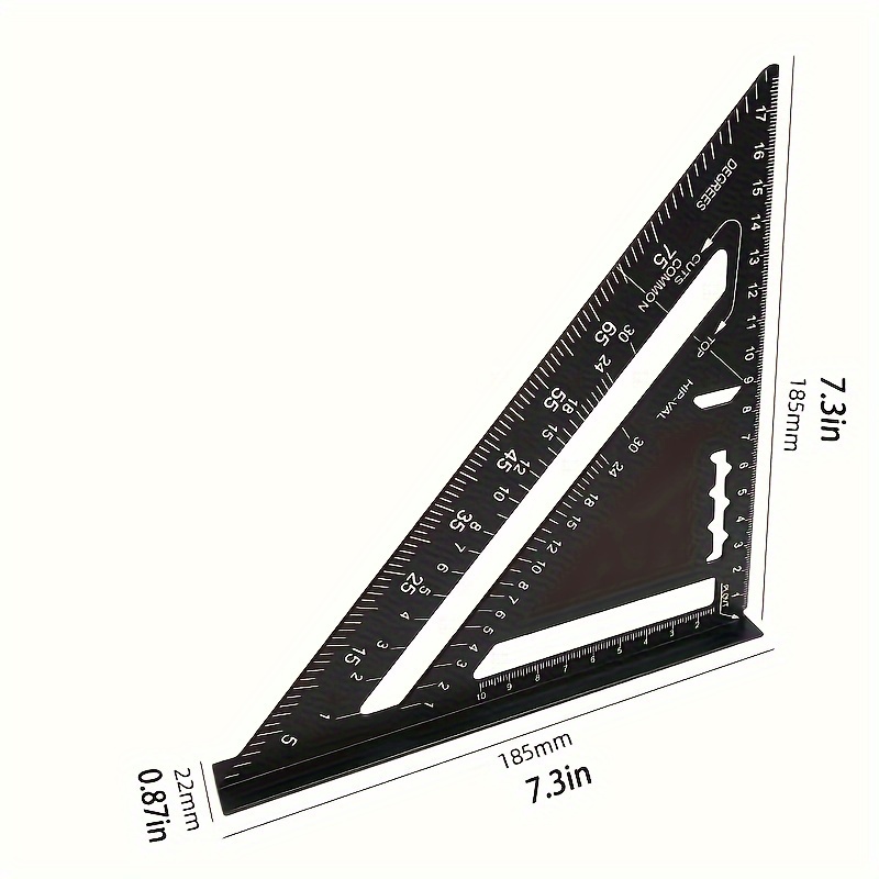 TEMU 7-inch Aluminum Alloy Woodworking Square - Precision Triangle Ruler For Home Renovation & Design, Metric Measuring Tool For Diy Projects