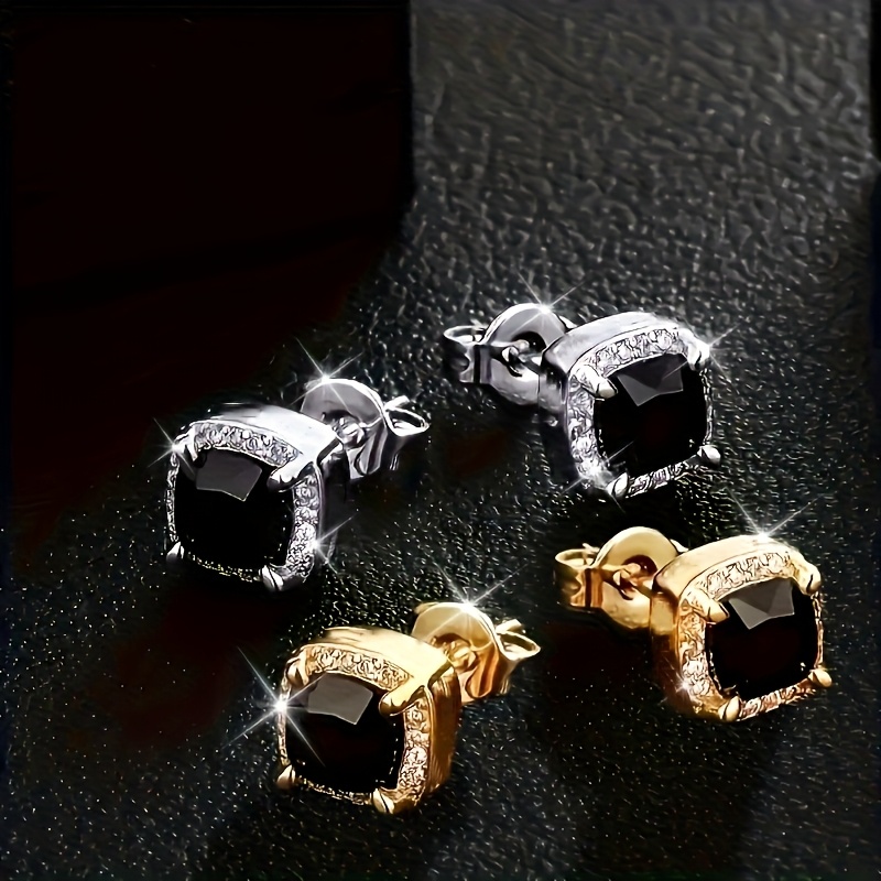 Luxurious Women's Stud Earrings with Synthetic Zirconia