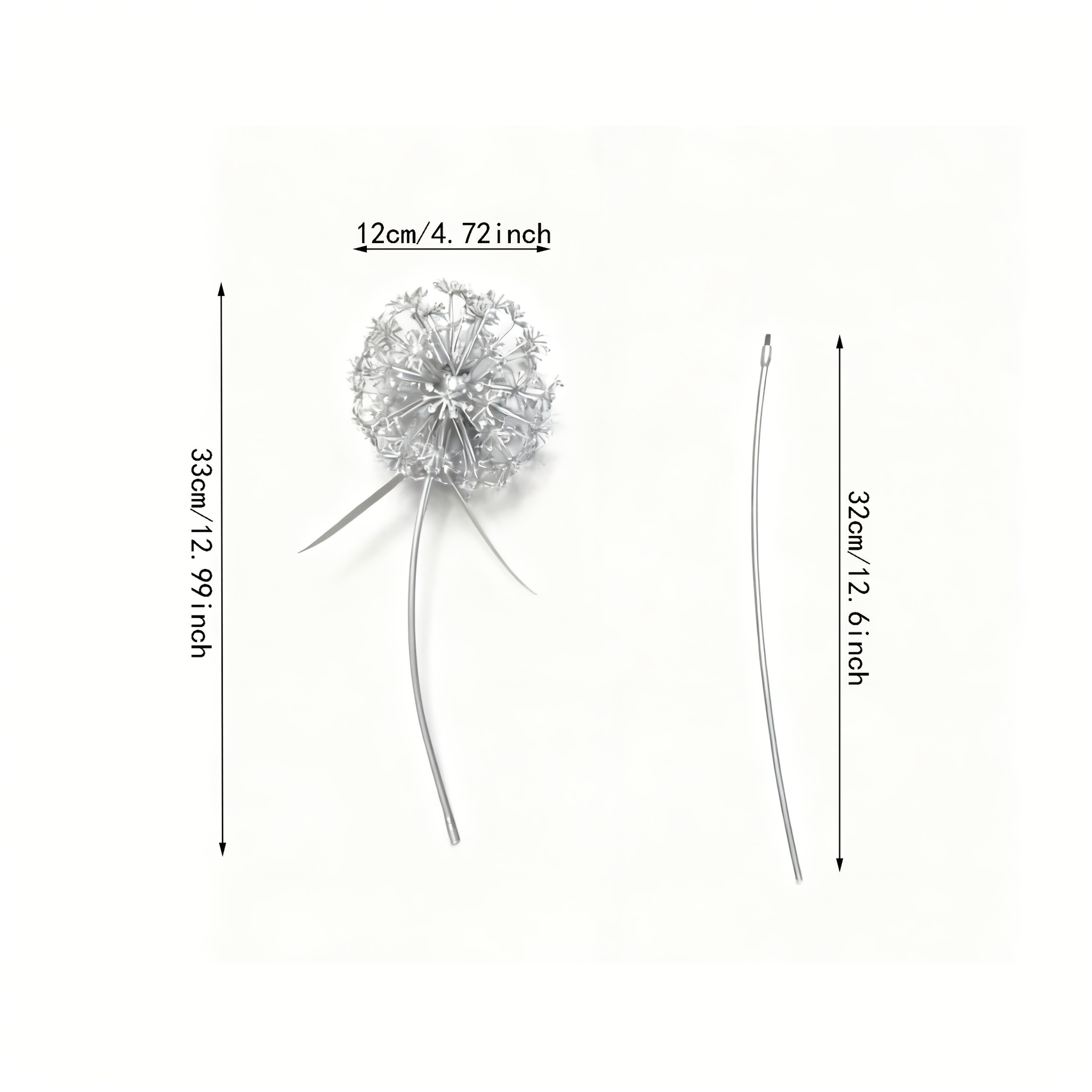 Image of 【3d】 [3d] 1pc Silver Metal Dandelion Garden Stakes, Outdoor Yard Art Decor For Patio Lawn, Rustproof Iron Wedding Anniversary Christmas Gift For Women Her