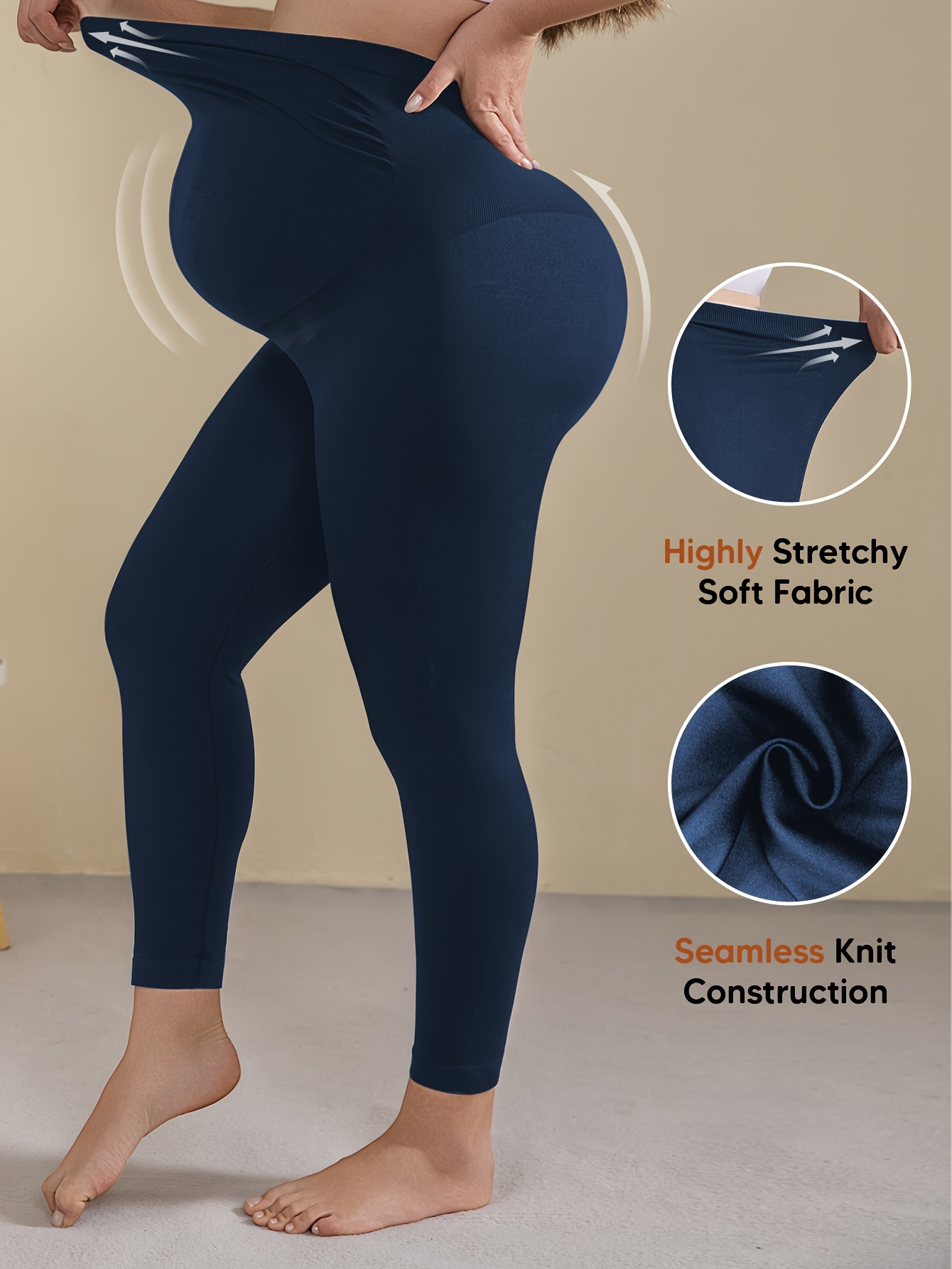 Athlemo 's Maternity Yoga Pants - Full Pregnancy Belly ( Size L-XL) | Single-Piece Seamless Leggings, Breathable Prenatal Workout Pants for Prenatal Exercise, Yoga & Fitness, All-Season (Month-by-Month Fit)