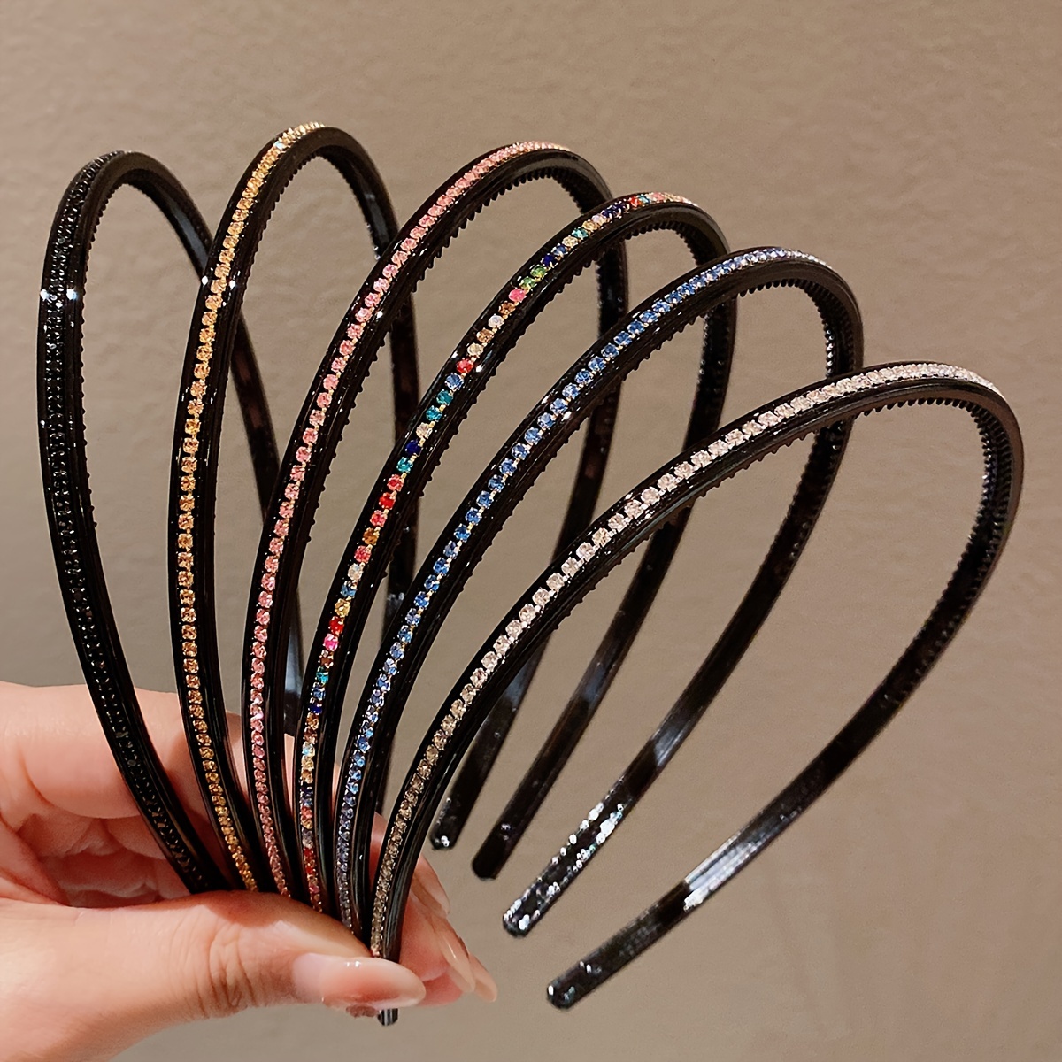 

6-pack Vintage Rhinestone Hairbands For Women - Non-slip, Fashionable Headbands With Teeth Grip For Stylish Updos & Face Washing Hair Accessories For Women Hair Accessories