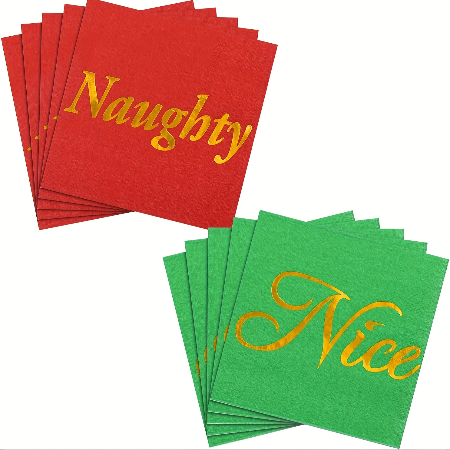 TEMU 50pcs Christmas Napkins With "naughty" & "nice" Designs - 2-ply 10 Inch Red & Party Supplies For Parties, Festive Dining, Christmas Dinner