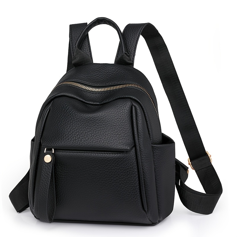 TEMU Women White Cat Ear Mini Backpack With Material, Golden Zippers, Top Handle, Side Pockets, Multi-compartment, Lightweight Casual Daypack For