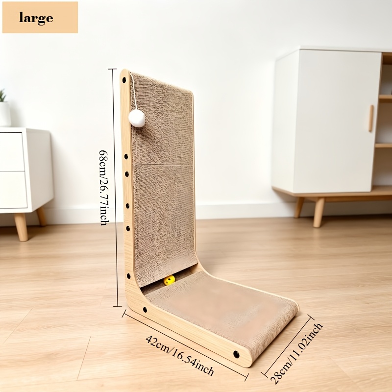 TEMU Ctb L-shaped Cat Scratching Pads 2-pack, Large 26.8'' Vertical Scratching Pads With Ball Toys, Indoor Cat Cardboard Mats For Walls And Sofas