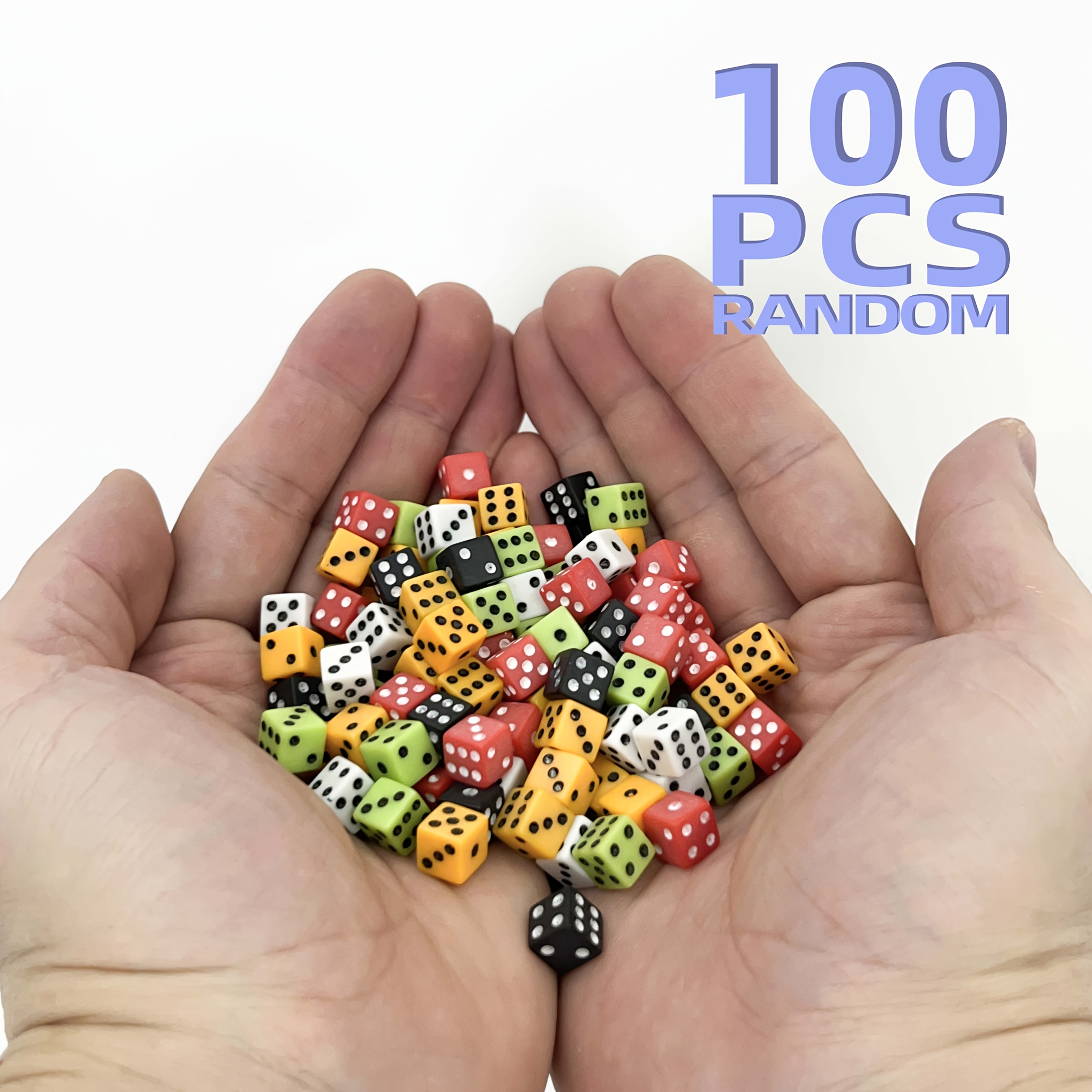 100pcs 8mm Square Opaque Random Colors Mini Tabletop Dice