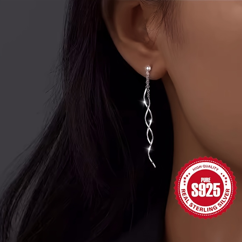 S925 Silver Women's Long Tassel Earrings
