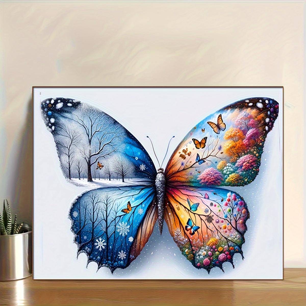 

Butterfly Diamond Painting Kit - Animal Theme Diy Round Acrylic Diamond Art Craft Set For Home Decor, Frameless Gift Package (1 Set)