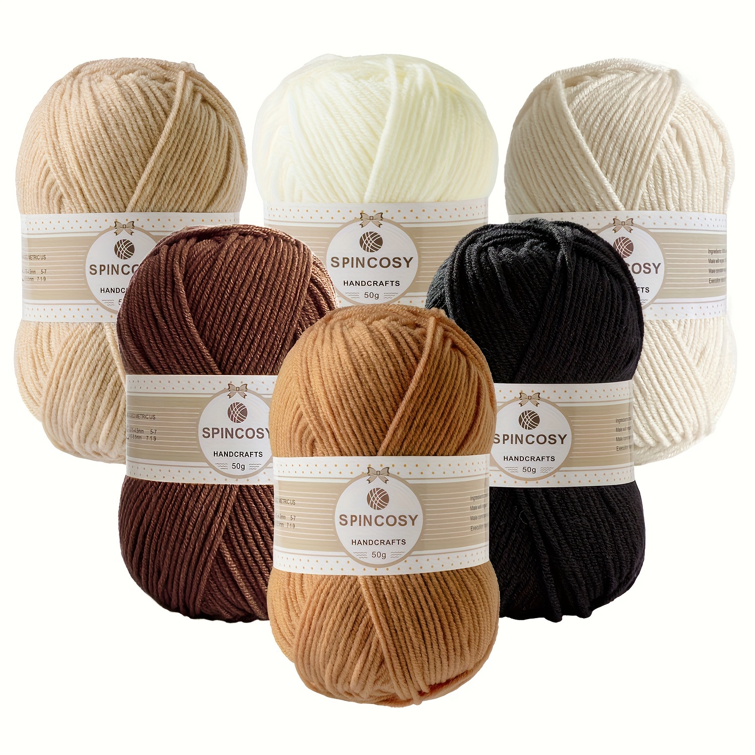 

6 Skeins Solid Color Acrylic Yarn, 6 Colors, 4-ply Yarn For Knitting And Crocheting Blanket Sweater And Hat Crafts