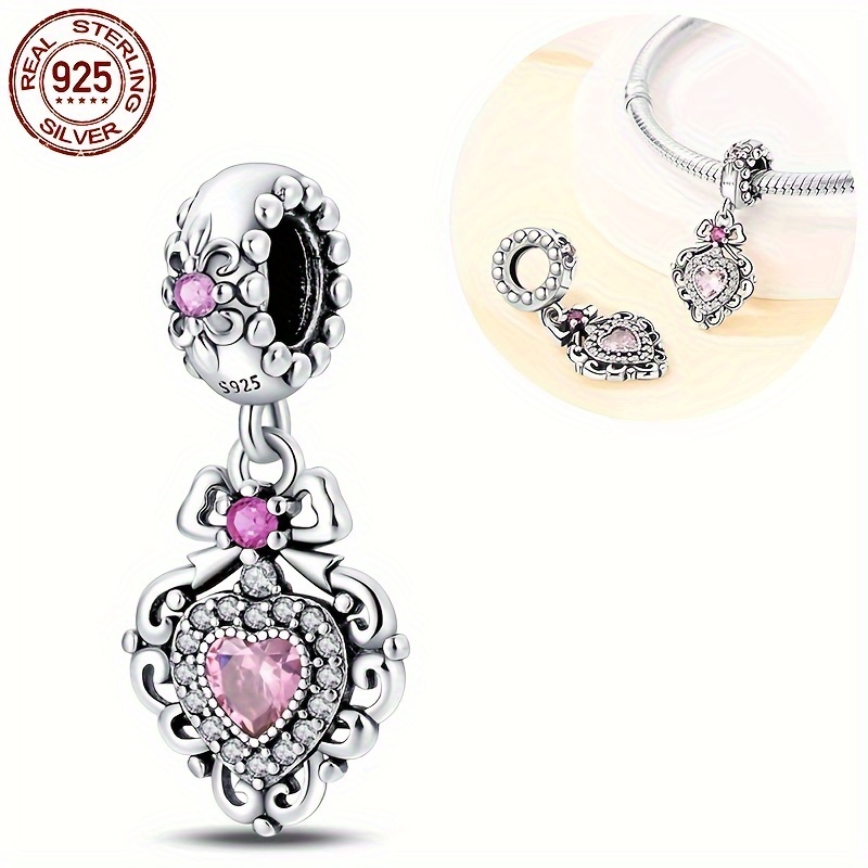 

1 Pc 925 Sterling Silver Pendant, Romantic Classic Series - Sweet Love Charms Suitable For Original Bracelet Necklace Diy Exquisite Gift For Women