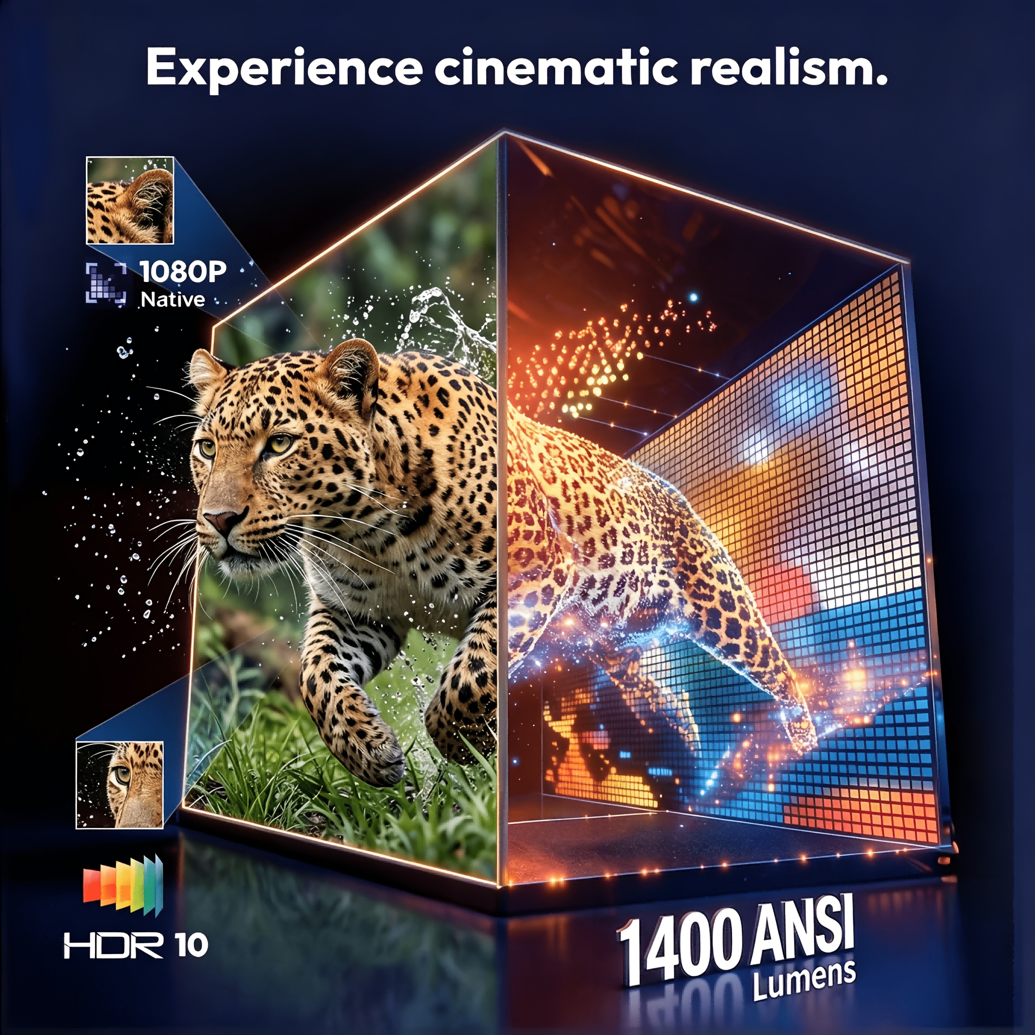 Image of Xgody 14 8k Support Smart Projector, 1080p Naitve 1200ansi Brightness, Resolution Equipped With Auto Focus & 2*8w Large Speakers, Supporting Wifi 6+wireless 5.0 16gb 10000 Support