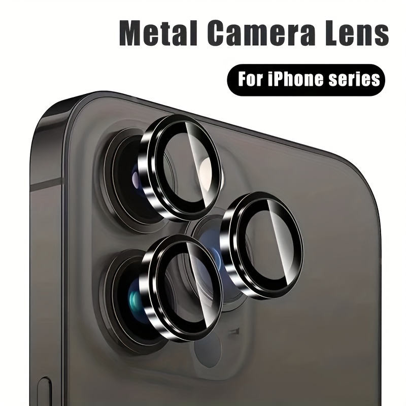 

Brighten Up Your Iphone With A Black Metal Camera Lens Screen Protection - Fits Iphone15/ 14/13/12/11/x/8/7/plus!