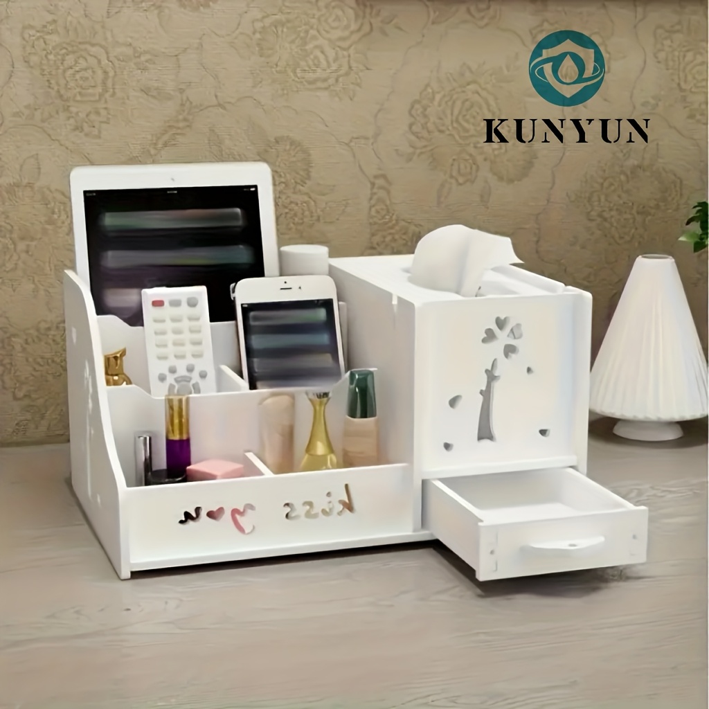   tissue   room multi functional remote control tabletop collection and arrangement box creative household coffee table napkin box draw paper box bedroom cosmetics collection box under bed storage Product details 2