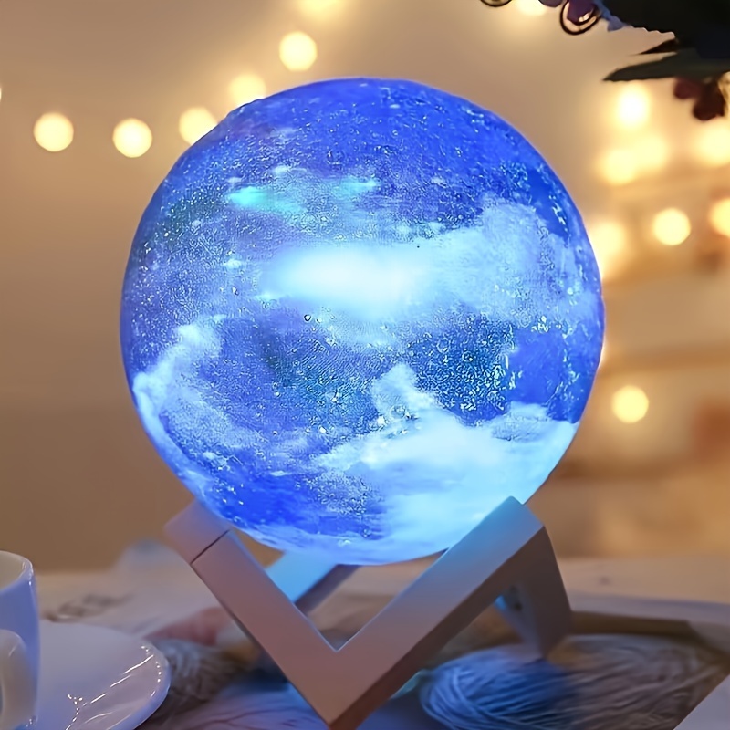 

16 Colors Adjustable, Remote Control, Usb Plug And Solid Wood Stand - Unique Birthday Gift For Bedroom Home Decor 16 Inch Colorful Ball Moon Lamp - 3d Led Night Light