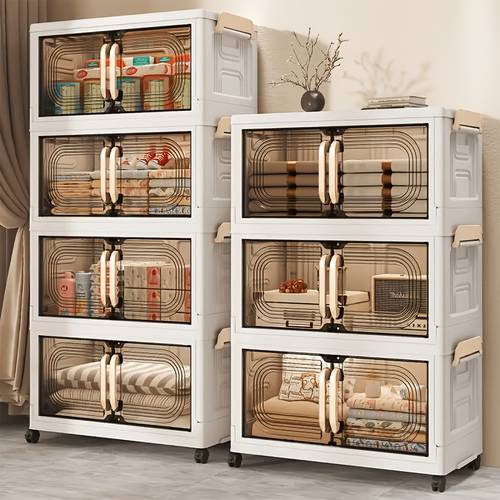 covered and wheeled multi layer storage box storage cabinet multi functional folding storage cabinet foldable stackable wheeled container foldable organizing system space saving storage cabinet sturdy and durable roller case cabinet organizer
