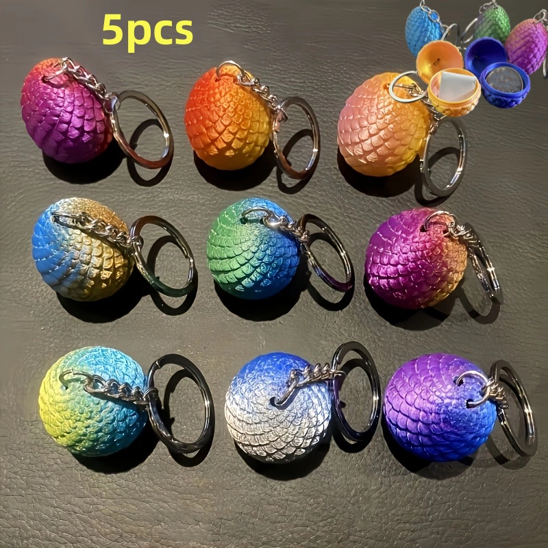 Image of 5pcs Dragon Egg Keychains - 3d Printed Design, Suitable For Bags, Backpacks, Car Key Accessories, Ideal Holiday Gift For