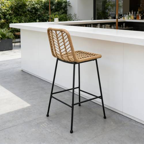 outdoor courtyard balcony pe rattan woven thick rattan woven courtyard bar stool high stool 2pcs set
