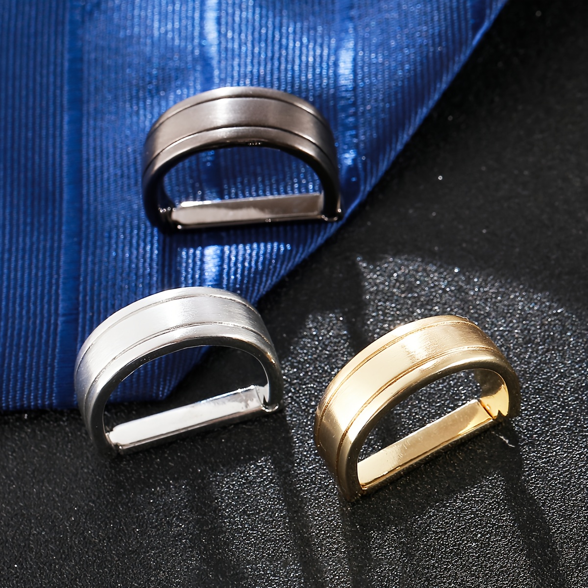 Minimalist Solid Color D-Buckle Tie Clip Set