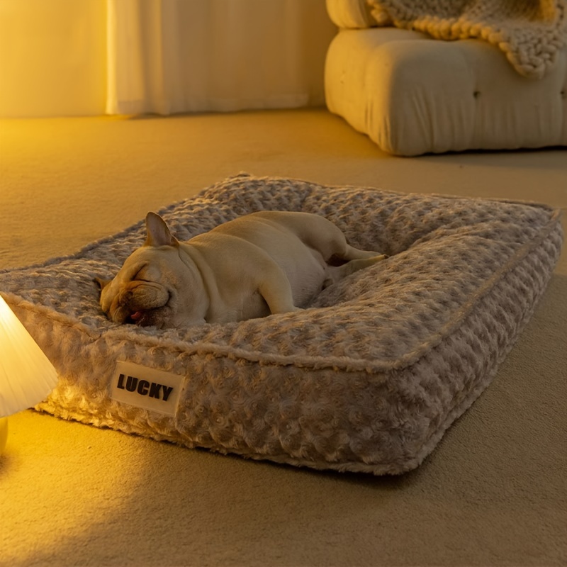 

Luxurious Rose Velvet Plush Dog Bed - Thick, Soft & Warm Pet Mat For Small To Medium Breeds - Non-slip, Machine Washable With Striped Design Small Dog Bed Dog Pillow For Dogs