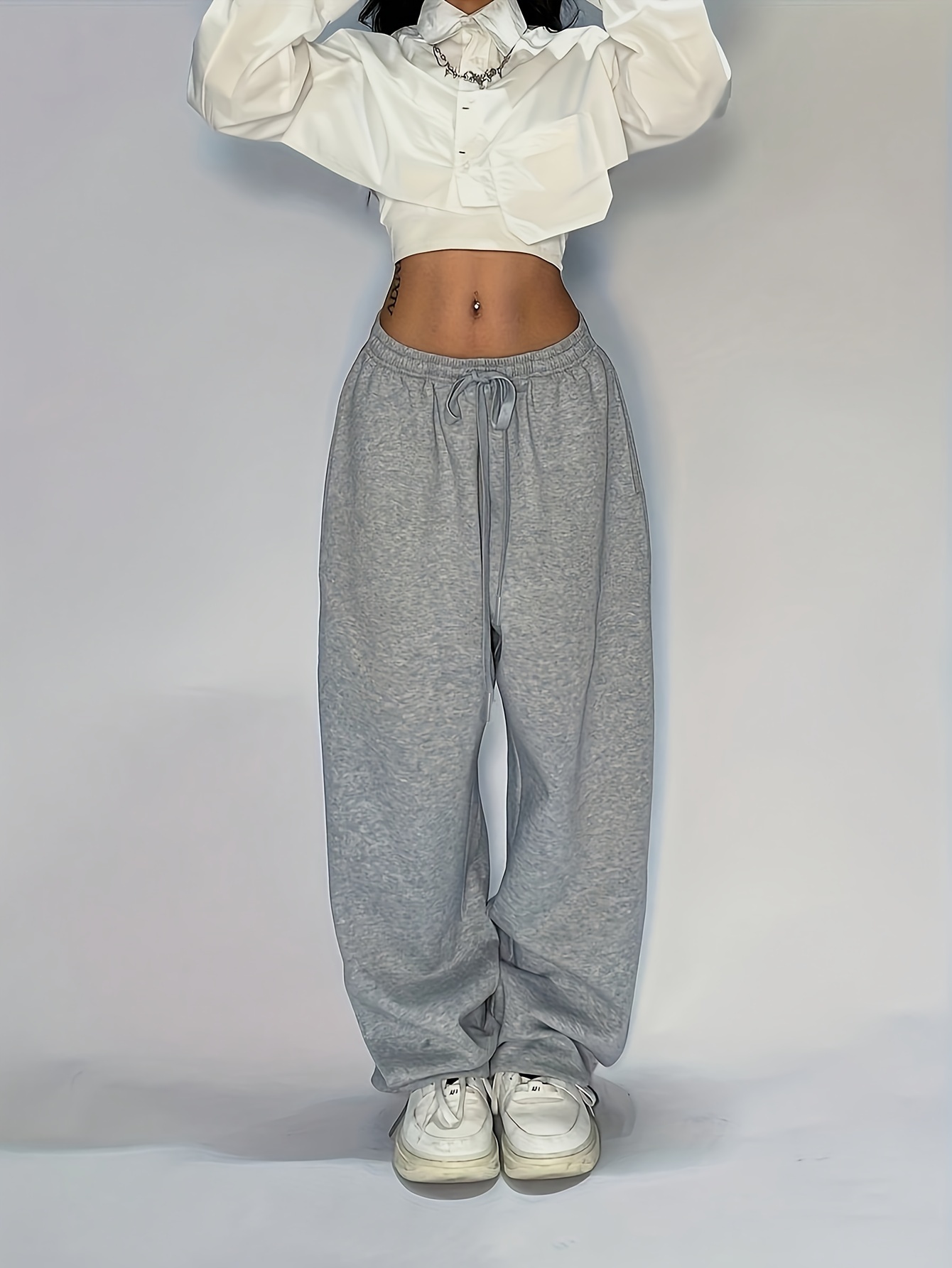 Drawstring Sweatpants White Joggers And Crop Top Simon Casual