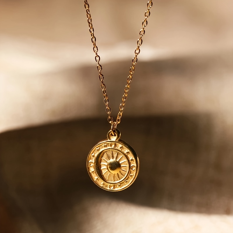 E-shop 1 Stück Edelstahl Sonne Stern Mond Scheibe Hydraulischer Anhänger Halskette und Elegante Damen Schlüsselbeinkette Urlaubsgeschenk Schmuck