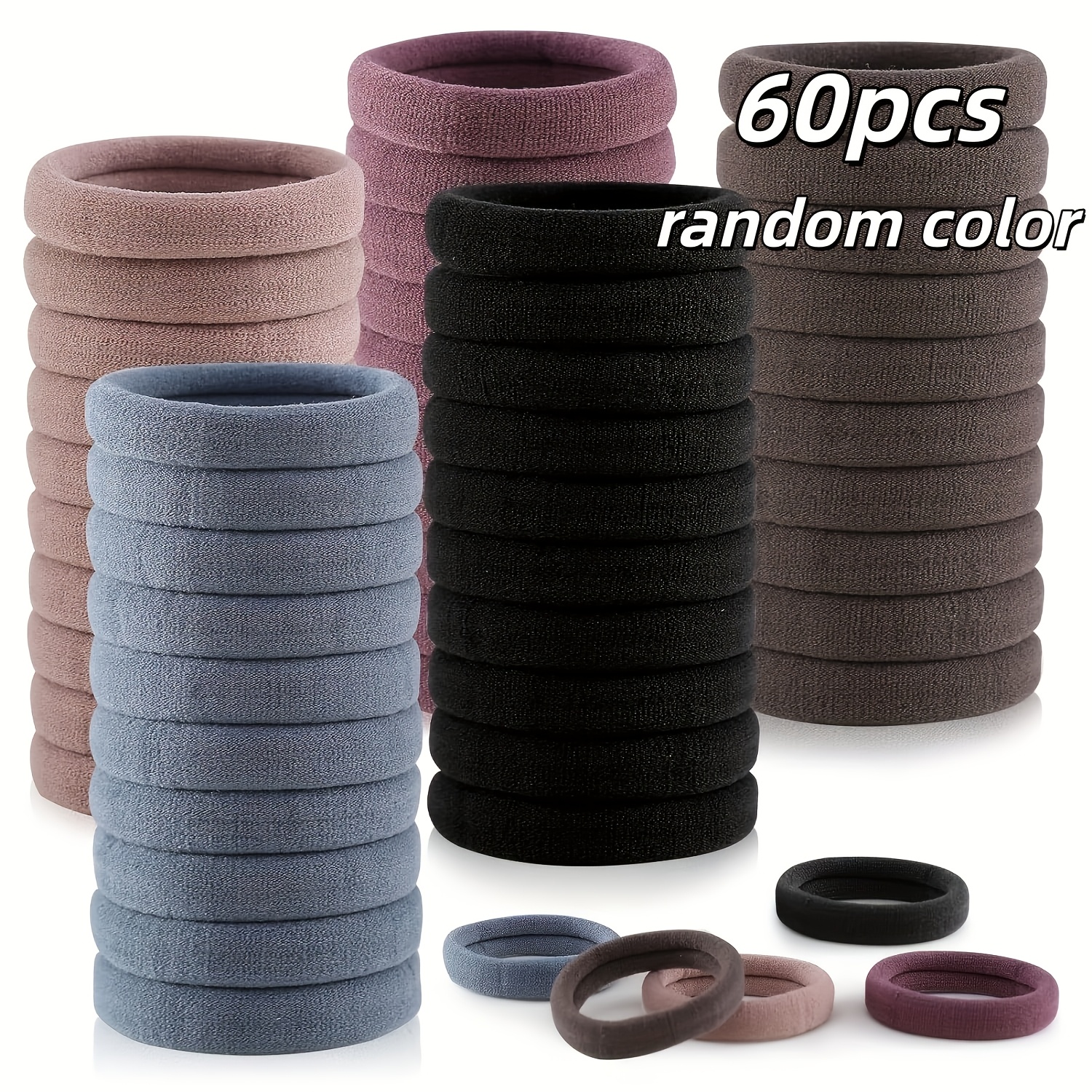 Image of 60pcs Thick Seamless Headbands, Ponytail Clips Hair Accessories, Thick Hair, , Random Colors
