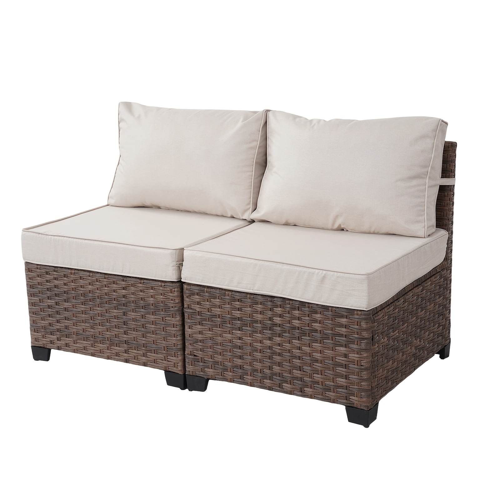 RAISED Patio Furniture Set, 2piece/3piece/4piece/6piece Wicker Outdoor Patio Furniture Sets with Cushions And Coffee Table, Outdoor Sectional Boho Patio Conversation Set Sectional Sofa for Backyard, Porch, Beige/Blue