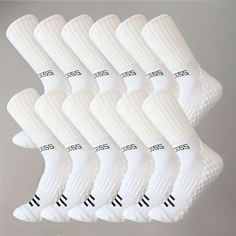 10 Paar Pure Zwarte Unisex Sportsokken, Zacht Comfortabel Ademend Zweetabsorberend Antislip Handdoekzool