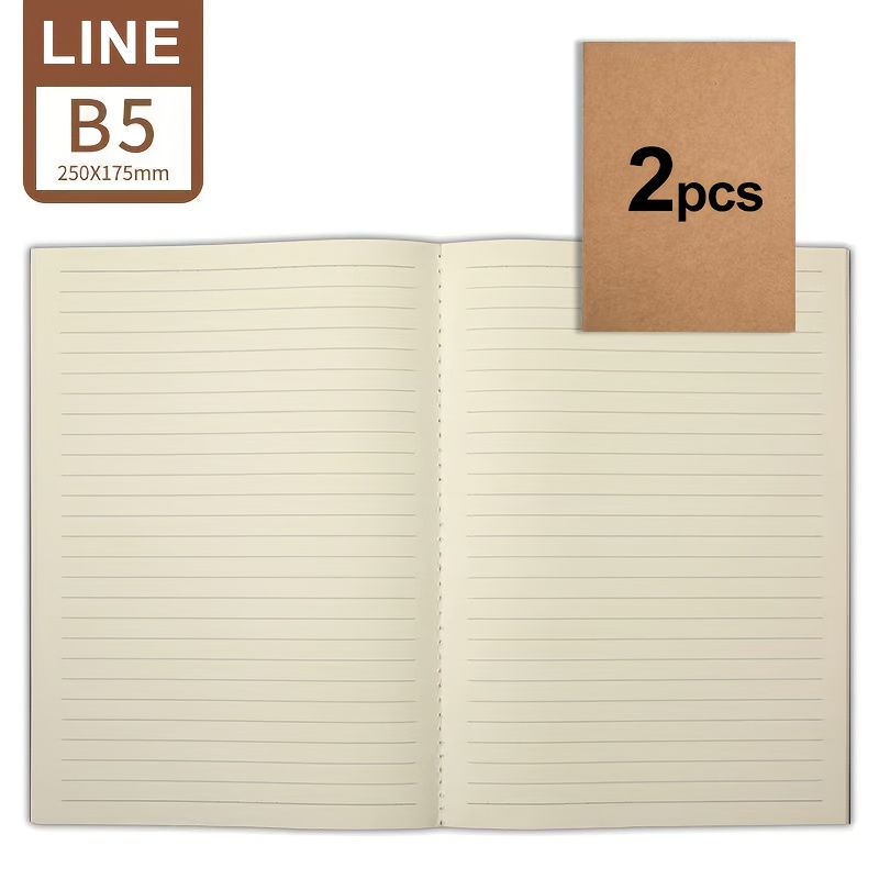 TEMU 2pcs B5 Packs Notebooks, Journals In Bulk, Lined Inner Paper Sketchbooks, 76 Pages, 36 Sheets, 80gsm, Travel Journal Set, For Gifts And Office
