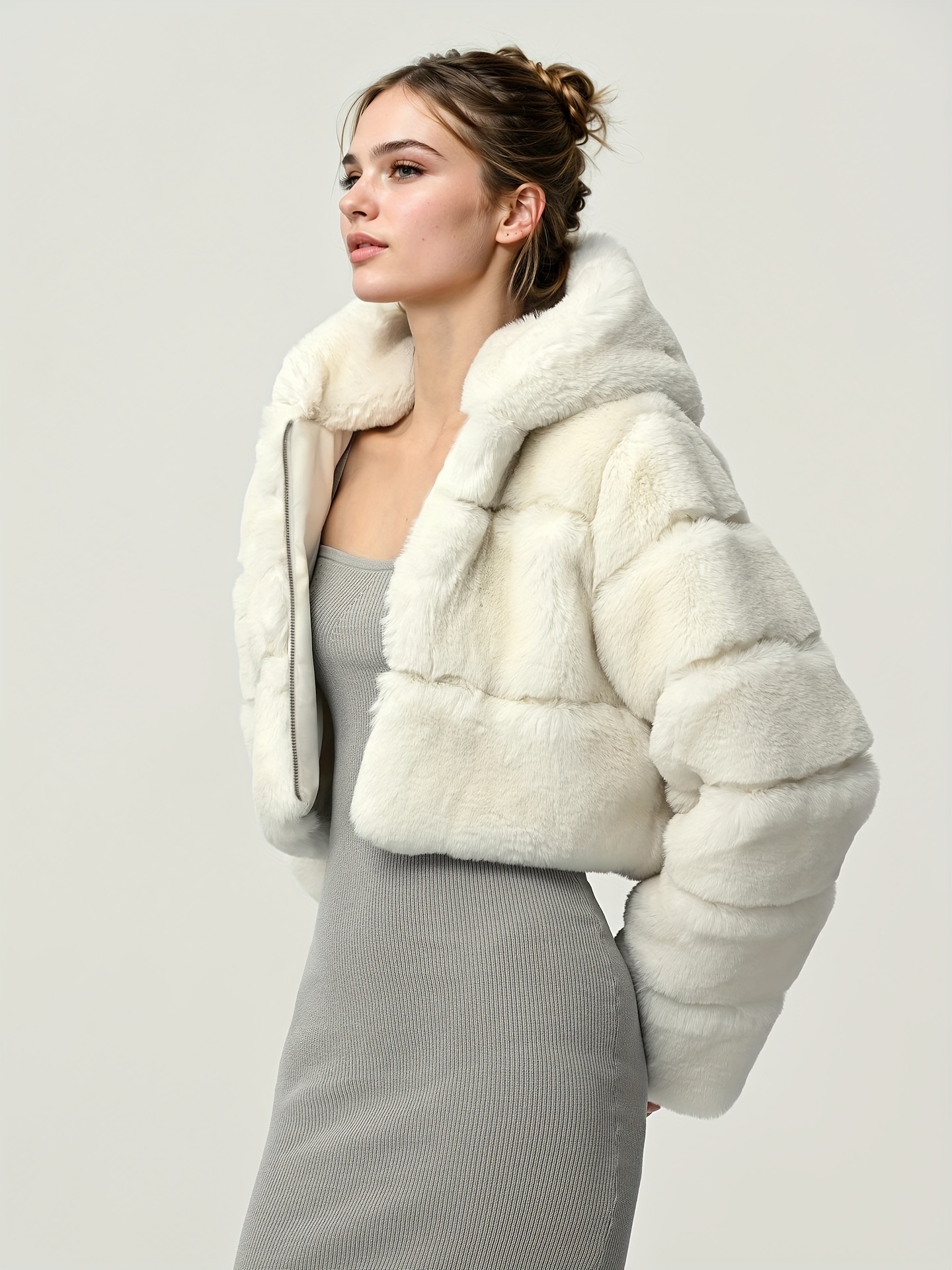 ジャケット・アウター Gradient Double zip fur down jacket y2k Gradient Double zip fur down jacket y2k