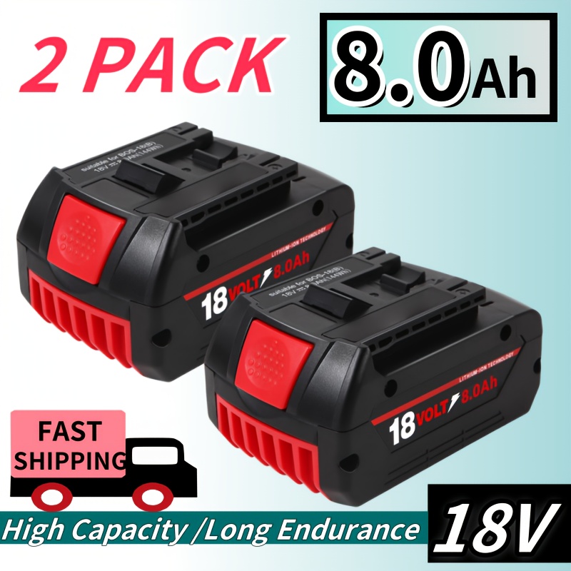 Image of 2 Pack 18v 8.0ah Lithium Battery Replacement For 18v Li-ion Batteries Bat619g Bat618 Bat619 Bat618g Bat609 Bat607 Cordless Power Tool Battery