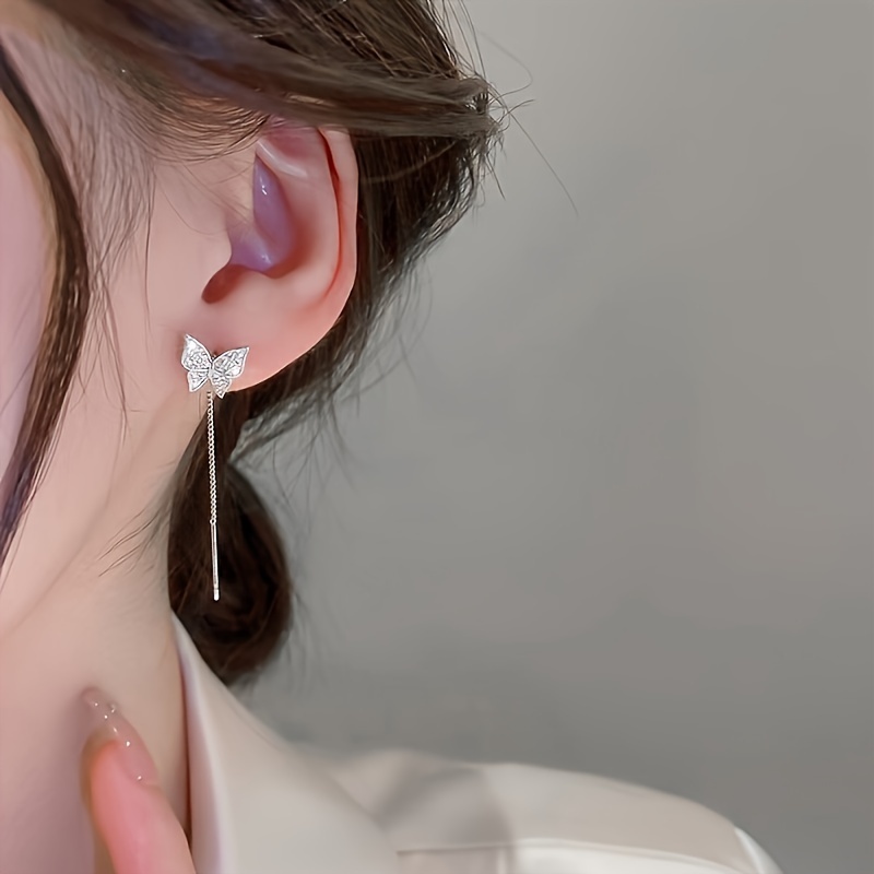 Women's Exquisite Butterfly Long Tassel Stud Earrings
