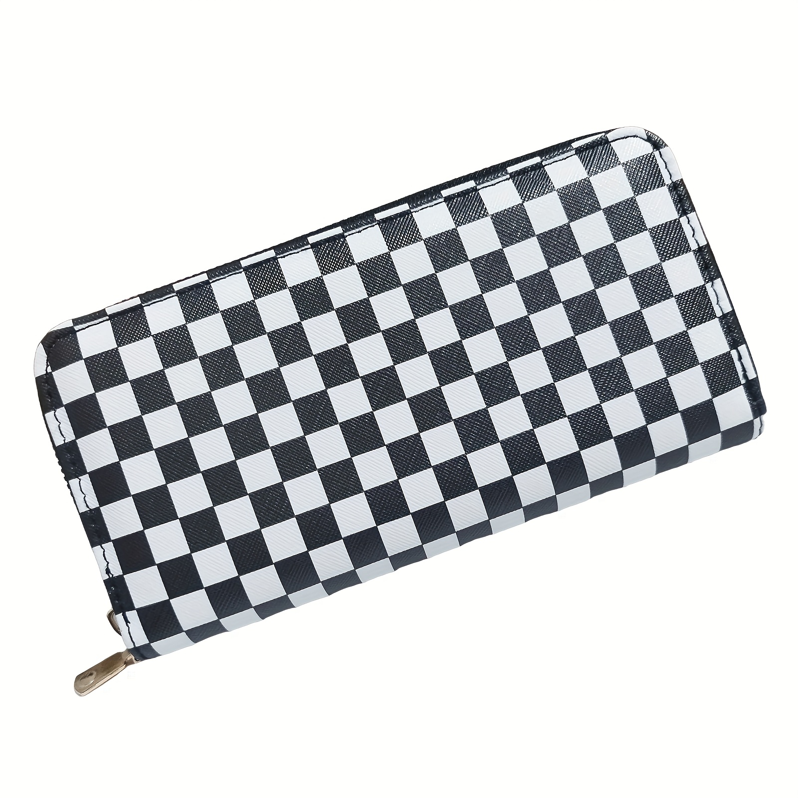 Wallets For Women Black And White Grids Purse Phone Credit Card Holder Clutch Bag