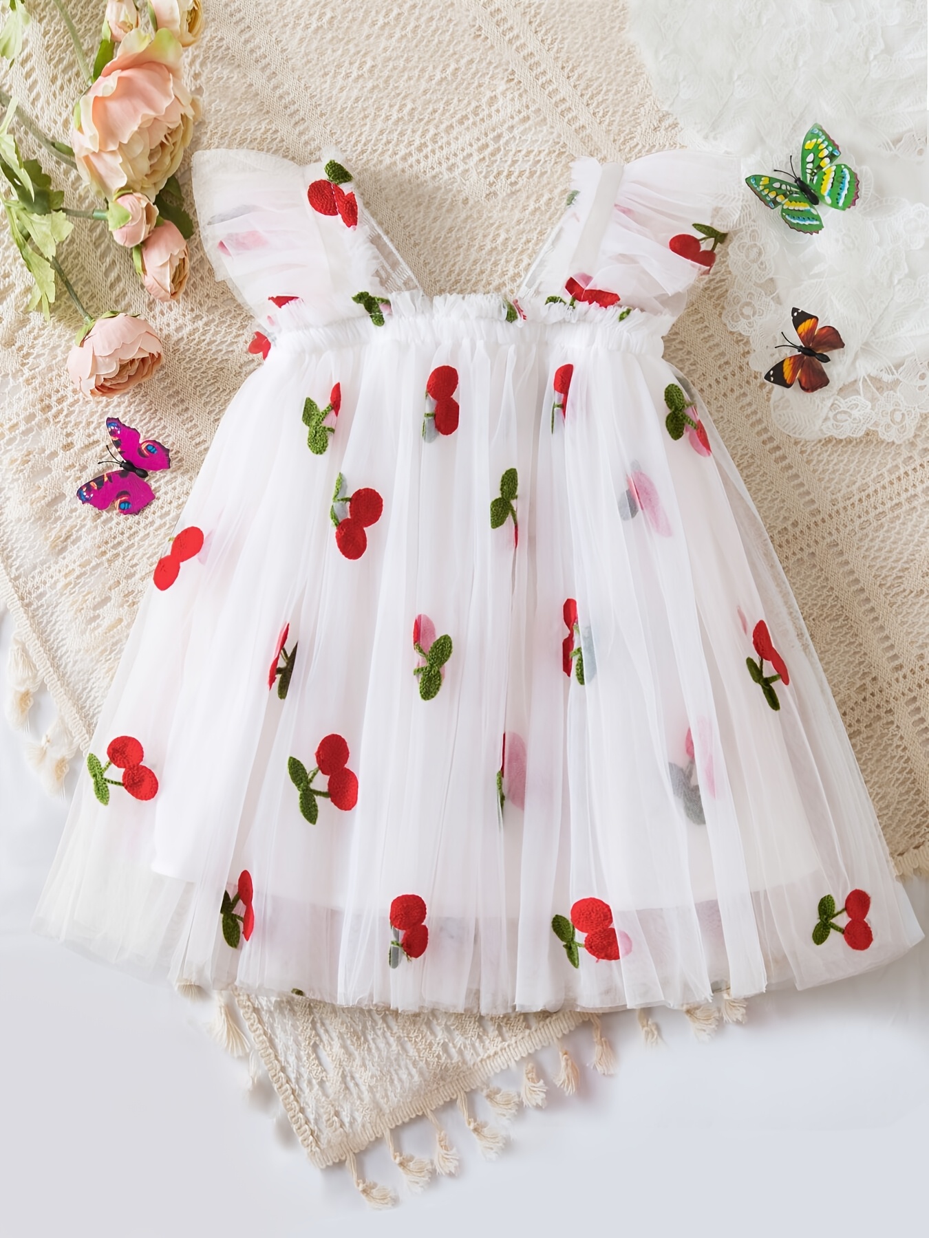 fitted lace wedding dress Baby Girls Red and White Long Sleeve Dress with Faux Fur Bolero