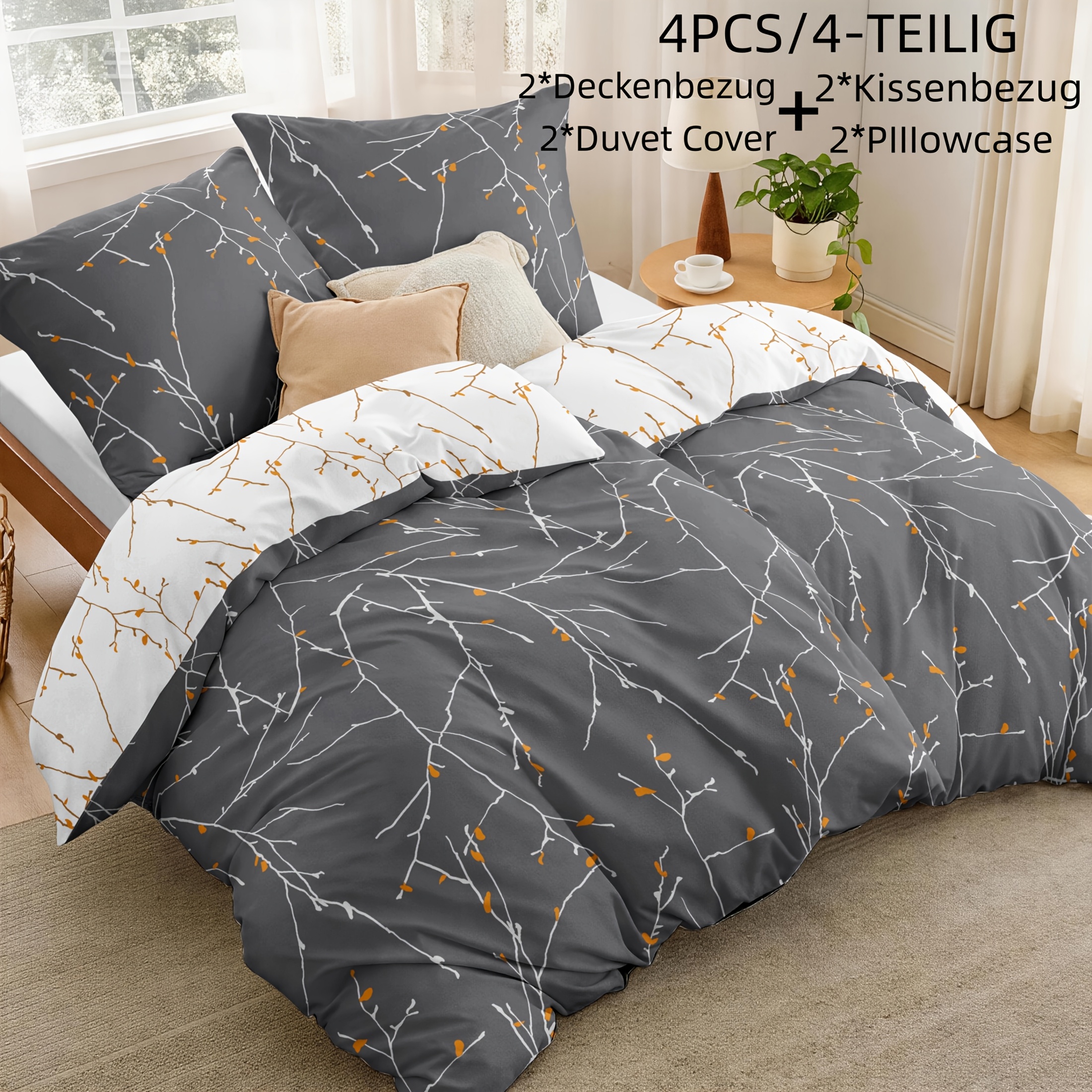 TEMU 3/4pcss Duvet Cover 4pcs Set (duvet Cover X 2, Pillowcases X 2, Pillow Inserts Not Included) With 80x80cm Pillowcase Comfortable And Soft