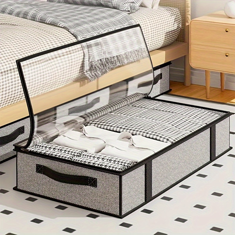 

Simple Under-bed Storage Organizer, Transparent Lid, Clothes And Quilt Storage Box For Home Organization