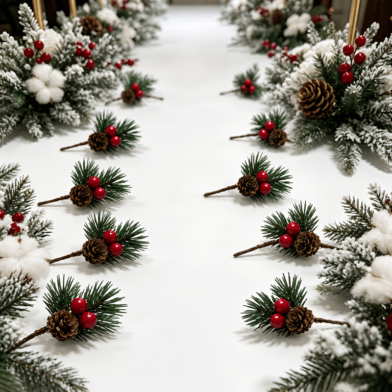 TEMU Set da 13 decorazioni pendenti con artificiali, decorazioni natalizie fatte a , ornamenti con rami di pino e per alberi di Natale e ghirlande,