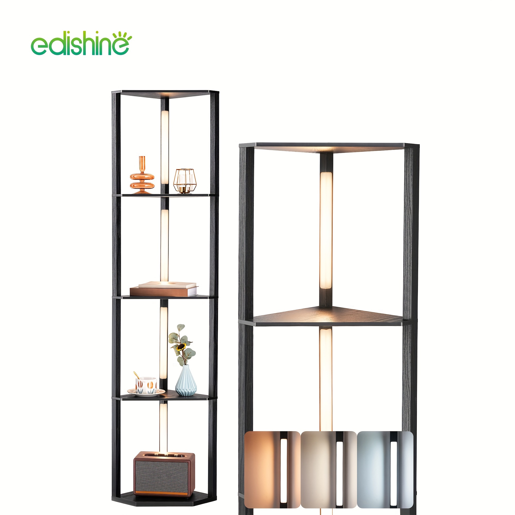 

Edishine 64 Inch Dimmable Corner Shelf Floor Lamps For Living Room