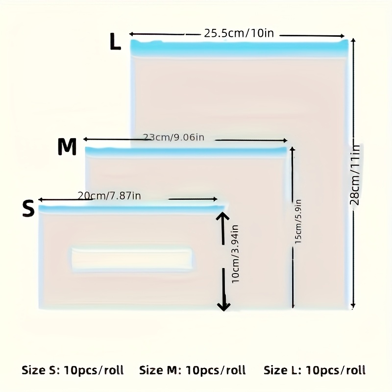 10pcs/20pcs/30pcs Bolsas Reutilizables para Alimentos con Cierre Hermético, Antifugas y Airtight - Ideales para Conservación de Comida, Bolsa Reutilizable para Productos