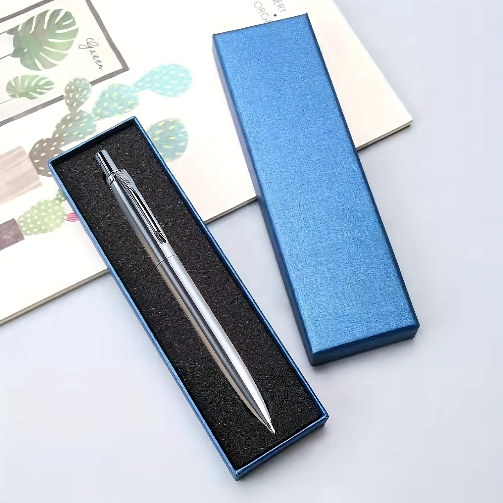 

1pc Multi-purpose Press Type Pen - 1mm Tip, Black Ink, Metal Pen Rod, Smooth Writing - With Gift Box Packaging, Suitable For Birthday, Christmas Gifts And Office Writing, Personal Journal.