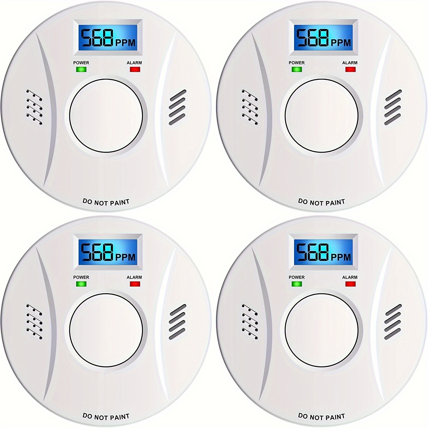 

Smoke Detector And Carbon Detector Co2 Detector Battery Powered With Test/ 4 Pack