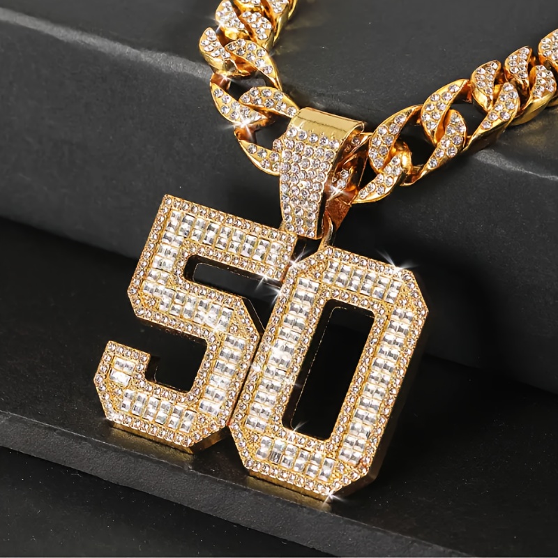 

1pc Fashion Hip Hop Style Number 50 Pendant Necklace For Men, Party Holiday Gifts