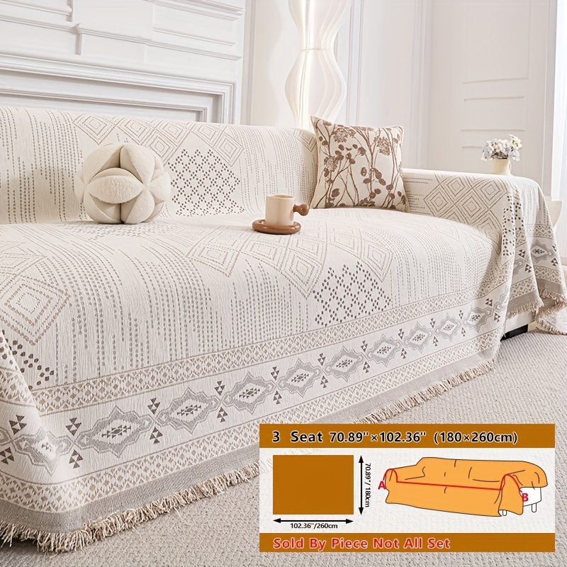 TEMU 1pc Bohemian Sofa Cover Towel, Pet Friendly Sofa Cover, Universal Sofa Cover For Furniture Protector, For Bedroom Living Room Home Decoration