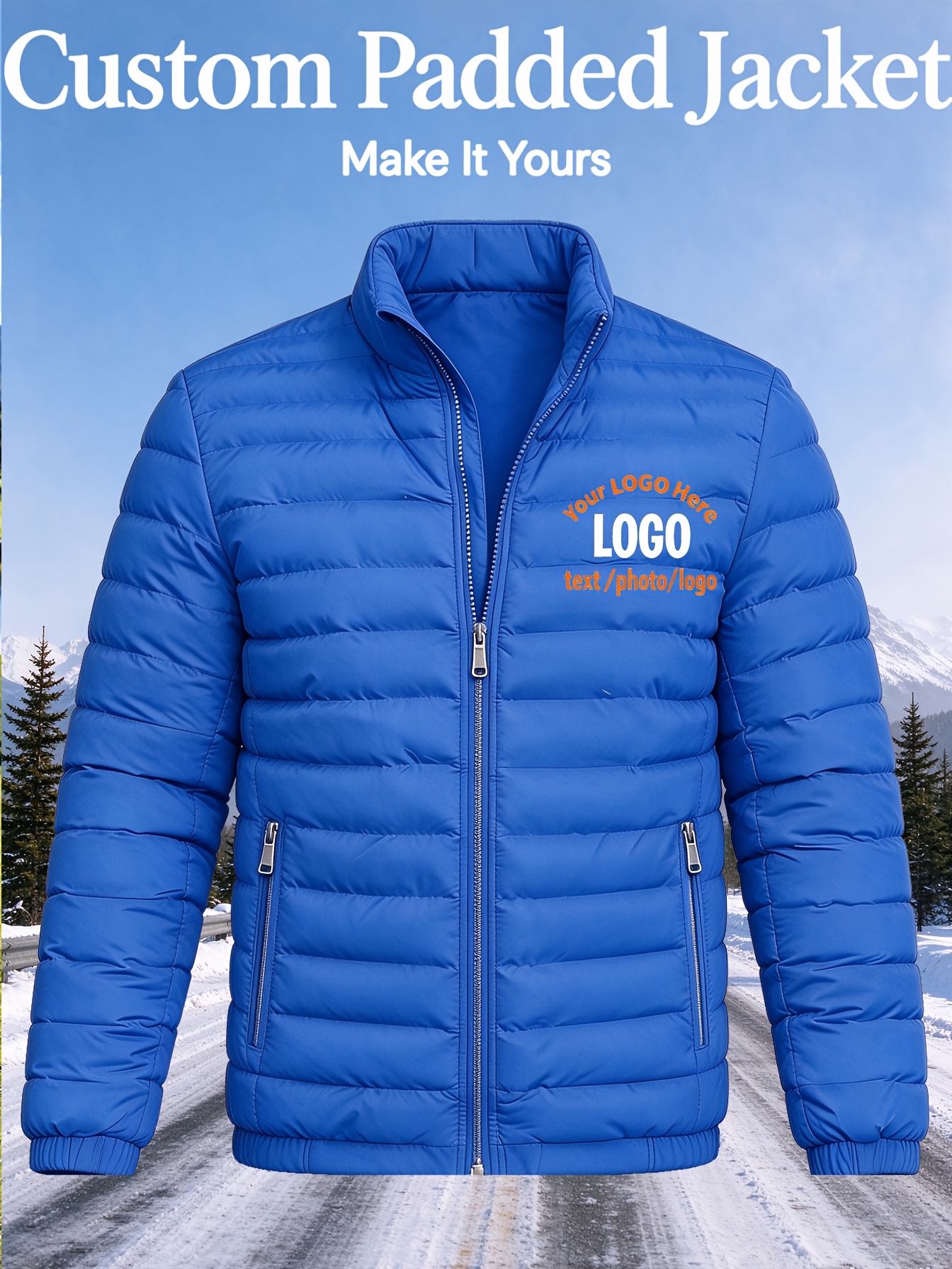 Custom Padded Jacket - Men's Stand Collar Thickened Padded
