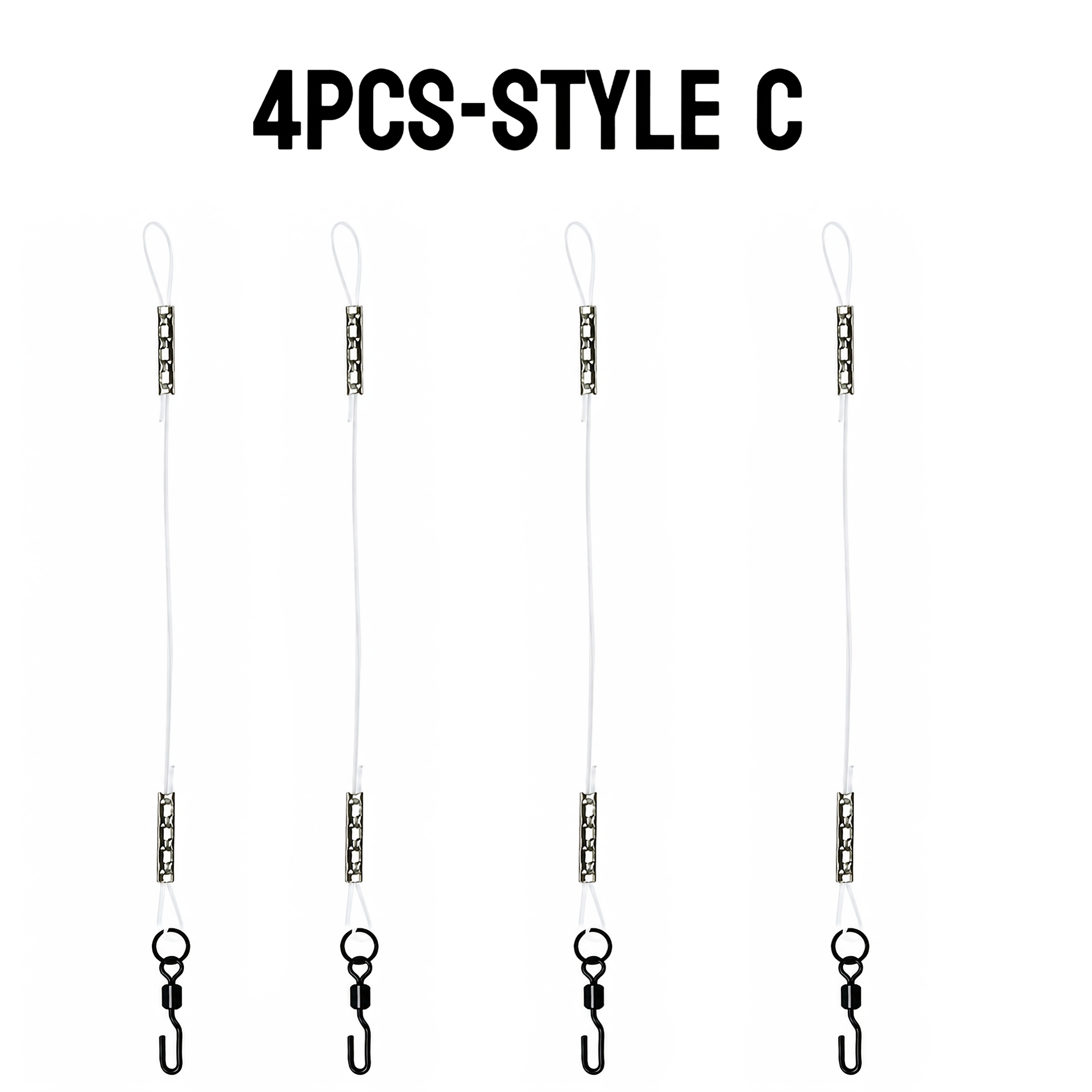 TEMU Narcissus 4pcs Carp Fishing Fluorocarbon Hooklink Crimped Boom Sections, Pre-tied Stiff Rig Links With Loop, Swivel Or Clip For Ronnie, Spinner,