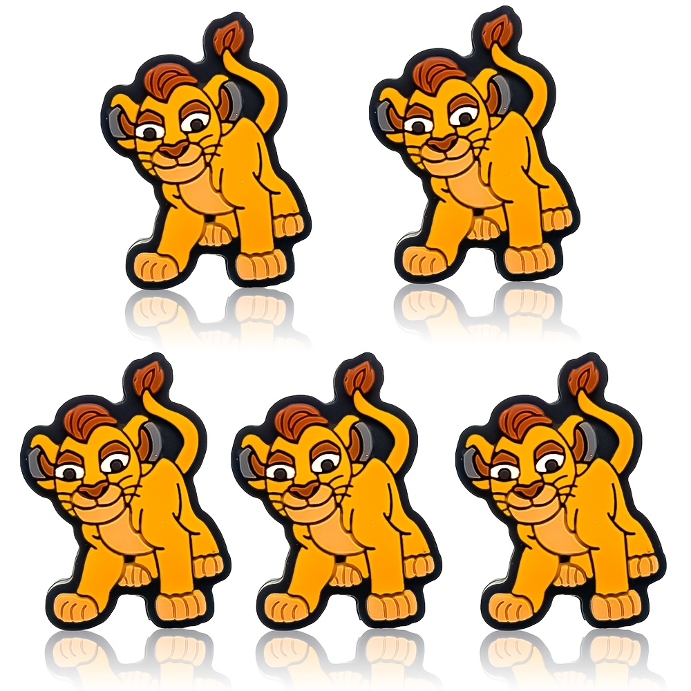 

5pcs Lion Silicone Beads For Diy Crafts - Versatile Charms For Keychains, Bracelets & Pen Decorations